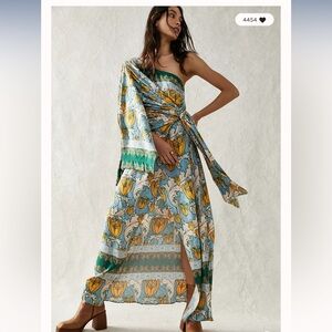 Free People Pardon My French One Shoulder Wrapped Maxi Dress S